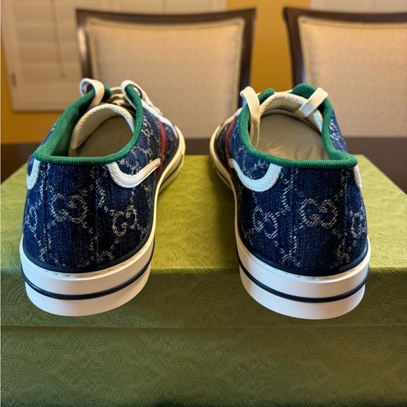 New Gucci GG Supreme Logo 1977 Tennis Navy Sneaker Shoes Size UK 9.5 / US 10 - Picture 9 of 14